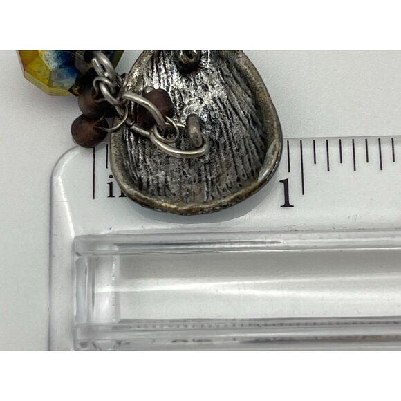 Iridescent Post Back Dangle Earrings Blues Greens Pinks 2" - Picture 6 of 6